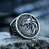 Load image into Gallery viewer, Nordic Viking Celtic Knot Wolf Head Stainless Steel Ring Men Wolf Claw Ring