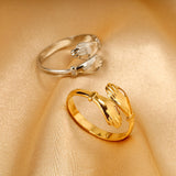 Load image into Gallery viewer, Simply Plated 18k Gold Hands Embrace Women Ring Stainless Steel Open Ring Jewelry