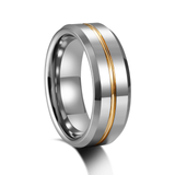 Load image into Gallery viewer, 8mm Customized High Polished 24K Gold Inlay Tungsten Carbide Ring