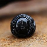 Load image into Gallery viewer, Men Vintage Stainless Steel Ring Black Inlaid Gem Carved Ring