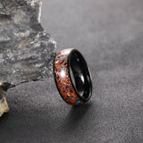 Load image into Gallery viewer, 8mm Black Plated Copper Inlaid with Red Blue Green Opal Stone Tungsten Carbide Band Ring
