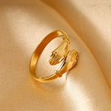 Load image into Gallery viewer, Simply Plated 18k Gold Hands Embrace Women Ring Stainless Steel Open Ring Jewelry