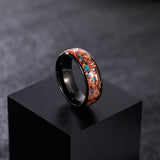 Load image into Gallery viewer, 8mm Black Plated Copper Inlaid with Red Blue Green Opal Stone Tungsten Carbide Band Ring