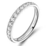 Load image into Gallery viewer, Ringsmaker 3mm Silver Color Women Titanium Ring Cubic Zirconia Engagement Wedding Bands