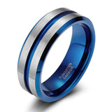 Load image into Gallery viewer, Ringsmaker 8mm Tungsten Carbide Ring Silver Brushed Thin Blue Line Inlay Men Engagement Bands