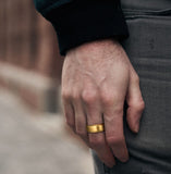 Load image into Gallery viewer, Ringsmaker 8mm Gold Color Brushed Titanium Ring Men Engagement Wedding Bands