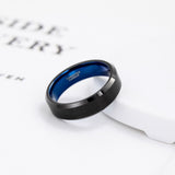 Load image into Gallery viewer, Ringsmaker 6mm Black Tungsten Carbide Rings Brushed Blue Inner Ring Engagement Wedding Bands