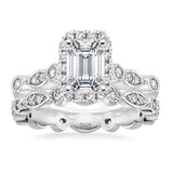 Load image into Gallery viewer, Ringsmaker 2Ct 925 Sterling Silver Bridal Ring Sets Emerald Cut CZ Women Vintage Engagement Wedding Bands