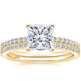 Load image into Gallery viewer, Ringsmaker 14k Gold Plated 2Ct 925 Sterling Silver Bridal Ring Sets Princess Square Cut CZ Women Engagement Rings