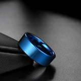 Load image into Gallery viewer, Ringsmaker 8mm Blue Polished Rings Men Tungsten Carbide Rings Flat Engagement Wedding Bands