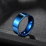 Load image into Gallery viewer, Ringsmaker 8mm Blue Polished Rings Men Tungsten Carbide Rings Flat Engagement Wedding Bands