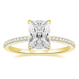 Load image into Gallery viewer, Women 3CT 925 Sterling Silver 14K Gold Plated Engagement Rings Radiant Cut Solitaire Cubic Zirconia CZ Wedding Promise Rings