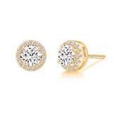 Load image into Gallery viewer, Hypoallergenic 14K Gold Plated 925 Sterling Silver 0.5CT Round Cut Cubic Zirconia CZ Stud Earrings for Women Men
