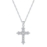 Load image into Gallery viewer, Women 925 Sterling Silver Necklace Hip Hop Style Cross Pendant Necklace 5A Cubic Zirconia Jewelry Necklace for Party Gifts