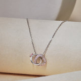 Load image into Gallery viewer, 925 Sterling Silver Necklace Cubic Zirconia Interlocking Circle Love Heart Pendant Necklace Women Jewelry Valentine&#39;s Day