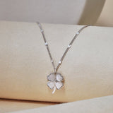 Load image into Gallery viewer, Fashion Jewelry 925 Sterling Silver Clavicle Chain Necklace Creative Opal Four Leaf Clover Pendant Necklace for Women Girls Gift
