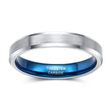 Load image into Gallery viewer, Ringsmaker 4mm Women Mens Brushed Tungsten Rings Blue Inner Ring Wedding Bands