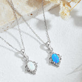 Load image into Gallery viewer, Fashion Wholesale Oval Shape 925 Sterling Silver Jewelry Necklace Elegant Blue Opal Pendant Necklace for Women
