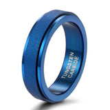 Load image into Gallery viewer, Ringsmaker 6mm Tungsten Carbide Ring Sandblasted Blue Rotating Rings For Women