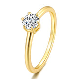 Load image into Gallery viewer, 0.5ct Moissanite Stone Round Cut 14K Gold Plated Sterling Silver Ring for Wedding Engagement