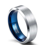 Load image into Gallery viewer, Ringsmaker 8mm Women Mens Brushed Tungsten Rings Blue Inner Ring Wedding Bands