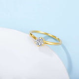 Load image into Gallery viewer, 0.5ct Moissanite Stone Round Cut 14K Gold Plated Sterling Silver Ring for Wedding Engagement