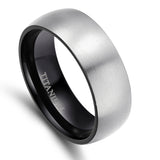 Load image into Gallery viewer, 8mm Brushed Silver Black Titanium Ring Men Women Wedding Engagement Band Fashion Jewelry Anniversary Gifts
