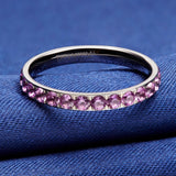 Load image into Gallery viewer, Ringsmaker 3mm Purple Women Titanium Ring Cubic Zirconia Engagement Wedding Bands