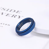 Load image into Gallery viewer, Ringsmaker 6mm Tungsten Carbide Ring Sandblasted Blue Rotating Rings For Women