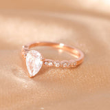 Load image into Gallery viewer, Ringsmaker 1.5CT Rose Gold Women Teardrop Pear Shaped Cubic Zirconia Engagement Wedding Bands