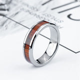 Load image into Gallery viewer, Ringsmaker 6mm Wood Inlay Tungsten Carbide Ring Men Silver Color Engagement Wedding Bands