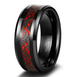 Load image into Gallery viewer, Ringsmaker 8mm Black Tungsten Carbide Ring Men Red Celtic Dragon Inlay Rings
