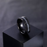 Load image into Gallery viewer, Fashion Male Jewelry 8mm Hammered Aluminum Slag Inlay Black Tungsten Carbide Rings for Men
