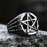Load image into Gallery viewer, Men Vintage Stainless Steel Hand Bone Five Point Star Viking Ring