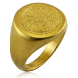 Load image into Gallery viewer, Men Gold Silver Black Stainless Steel Compass Viking Ring Wholesale