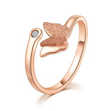 Load image into Gallery viewer, Women Butterfly Ring Rose Gold Stainless Steel Open Ring Jewelry