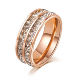 Load image into Gallery viewer, Gold/Silver/Rose Gold Double Row Zircon Stainless Steel Women&#39;s Ring Engagement Wedding Bands