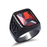 Load image into Gallery viewer, Factory Men&#39;s Viking Rings Inlay Black/Red Gemstone Vintage Jewelry Ring Fashion Stainless Steel Ring