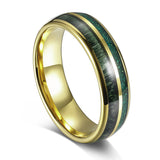 Load image into Gallery viewer, 7mm 3A Green Opal Inlay Green Wood Gold Plated Tungsten Ring