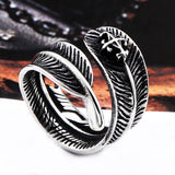 Load image into Gallery viewer, Vintage Personality Cross Stainless Steel Ring Men Women Feather Ring Jewelry Wholesale