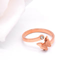 Load image into Gallery viewer, Women Butterfly Ring Rose Gold Stainless Steel Open Ring Jewelry