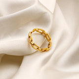 Load image into Gallery viewer, Simple Hollow Stainless Steel Ring 18K Gold Plated Chain Women Ring Jewelry