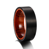 Load image into Gallery viewer, 8MM Black Plated Red Sandalwood Inlay Brushed Tungsten Carbide Ring