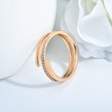 Load image into Gallery viewer, Simple Double Layer Ring Zircon Stainless Steel Ring 18k Rose Gold Women Ring Jewelry