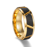 Load image into Gallery viewer, Customized 8mm 24K Gold Plated Black Brushed Matte Tungsten Carbide Ring for Men Wedding Band Wholesale