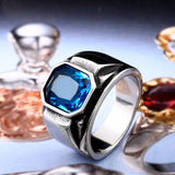 Load image into Gallery viewer, High Quality Stainless Steel Ring Inlaid Green/Blue Gemstones Vintage Men Fashion Stainless Steel Jewelry Ring
