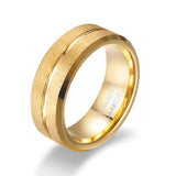 Load image into Gallery viewer, 8MM Men&#39;s Wedding Tungsten Ring Silver 24K Gold Plated Sandblasted Grooved