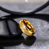 Load image into Gallery viewer, 8MM High Polished Edge Sandblasted Silver 24K Gold Plated Domed Tungsten Carbide Ring