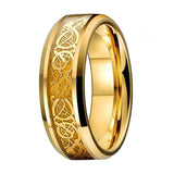 Load image into Gallery viewer, Customized Men&#39;s Full Band 24K Gold Plated Dragon Inlay Celtic Tungsten Carbide Rings for Wedding