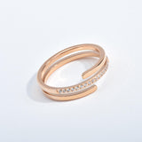 Load image into Gallery viewer, Simple Double Layer Ring Zircon Stainless Steel Ring 18k Rose Gold Women Ring Jewelry